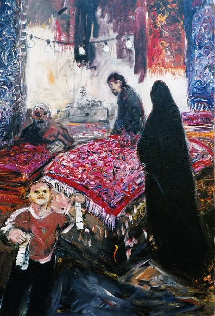 BAZAR in Teheran, Öl auf Leinen, 200 x 130 cm